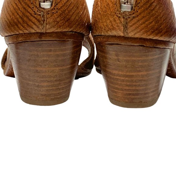 MOMA Womens Italian Leather Laser Cut Out Peep Toe Booties - Picture 10 of 12